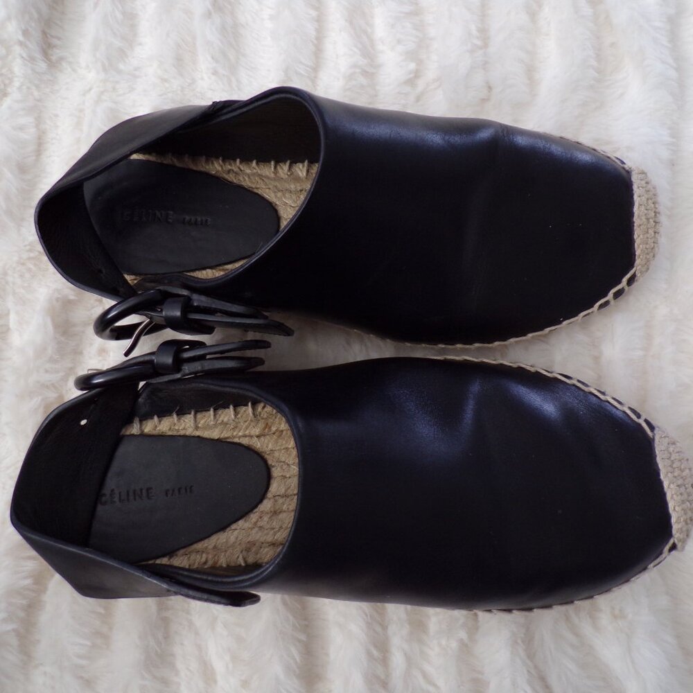 Celine black leather espadrilles flats 35/5 - Picture 2 of 12